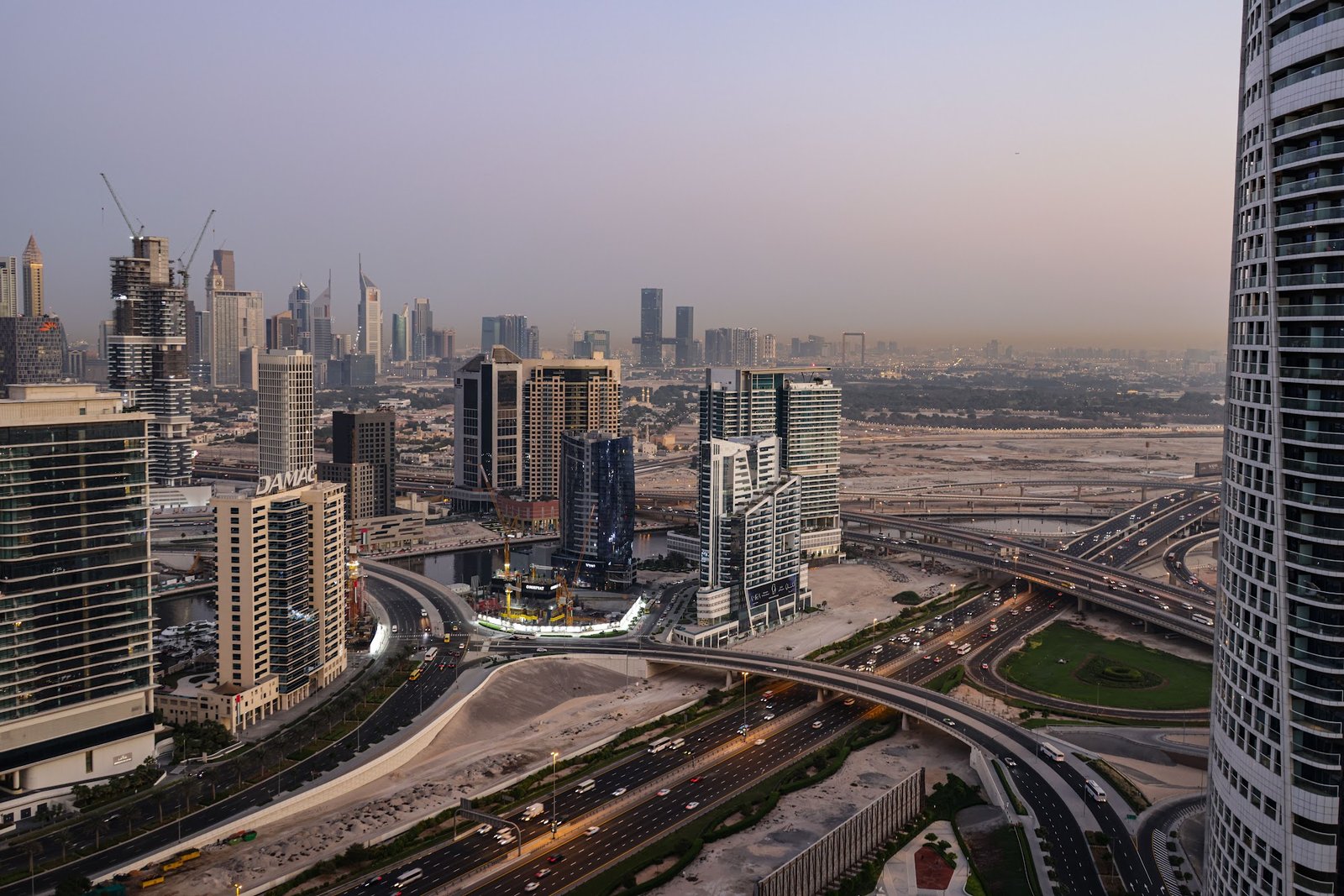 Aerial view of Business Bay, Dubai