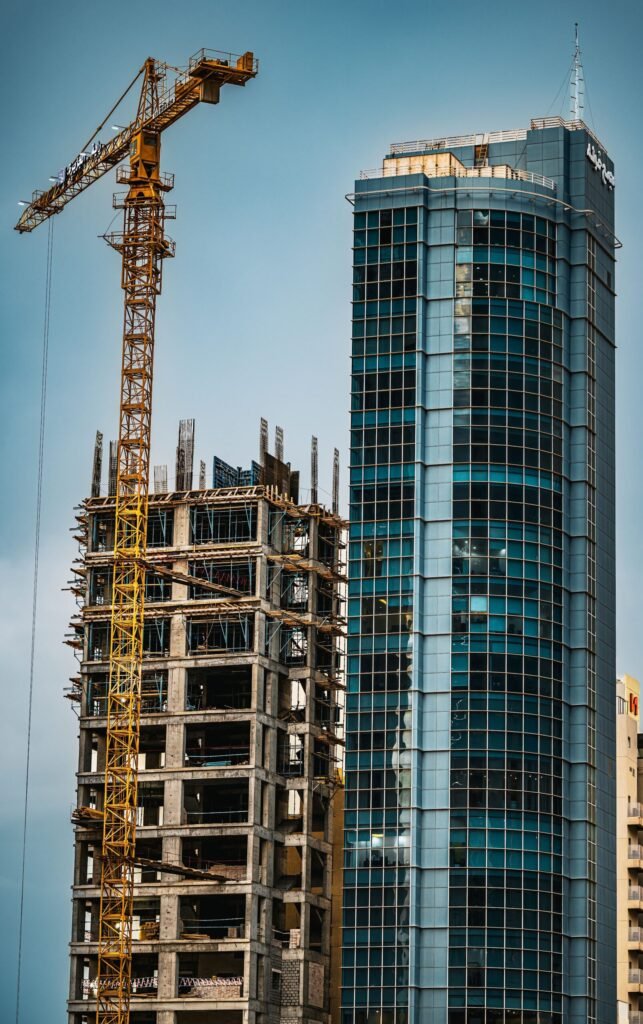 Dubai development under construction with tower crane
