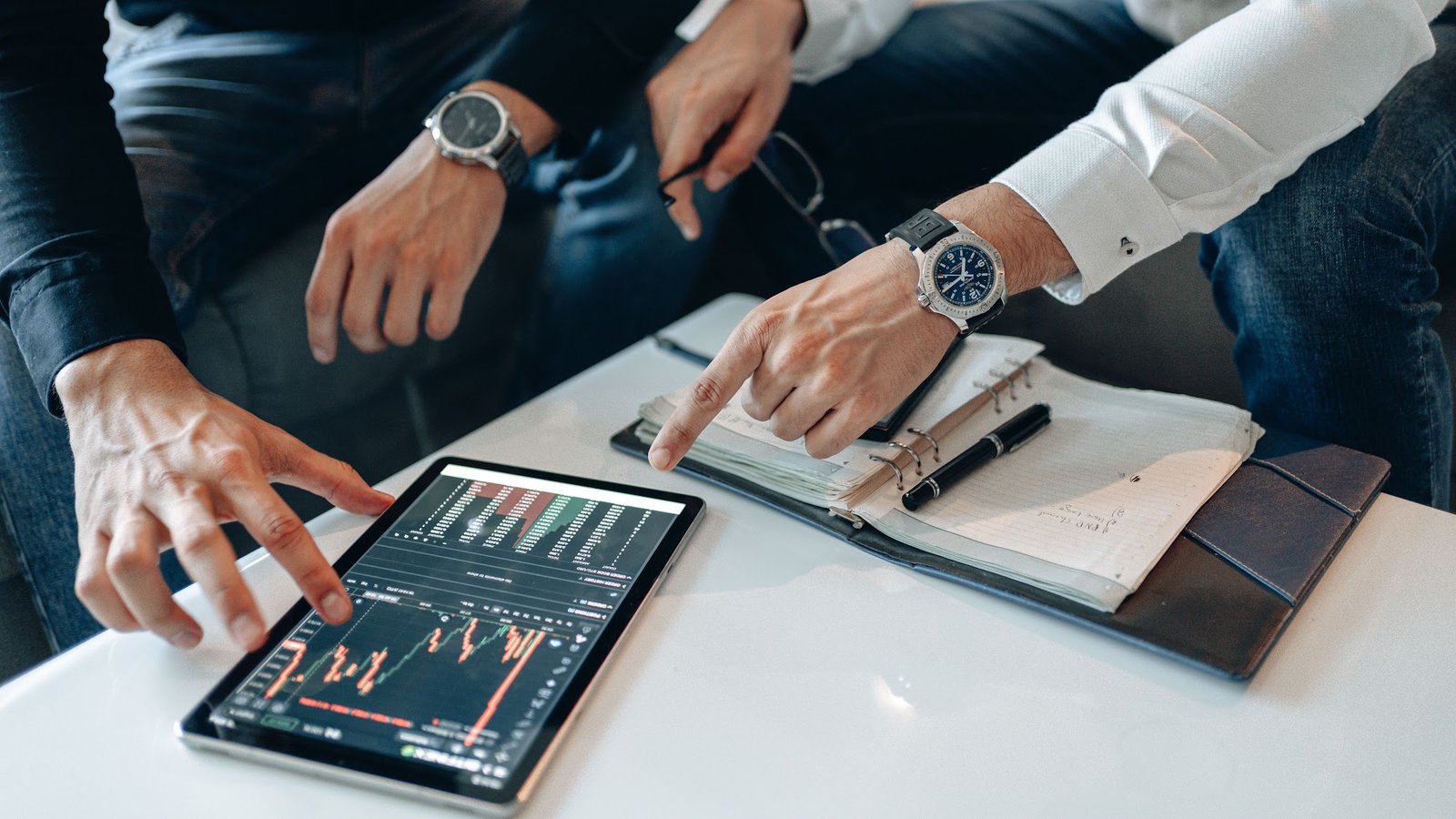 Portfolio advisory meeting with performance charts